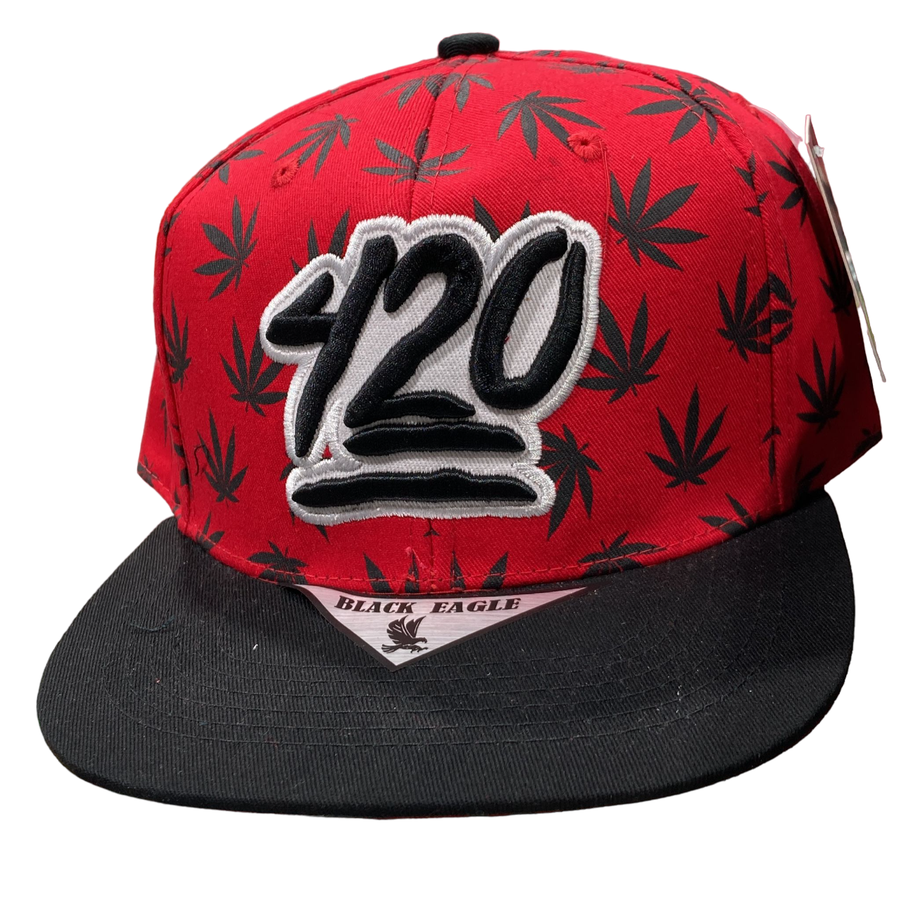 Adjustable Baseball Hat - 420 Marijuana Printed (Red/Black) - MK Distro