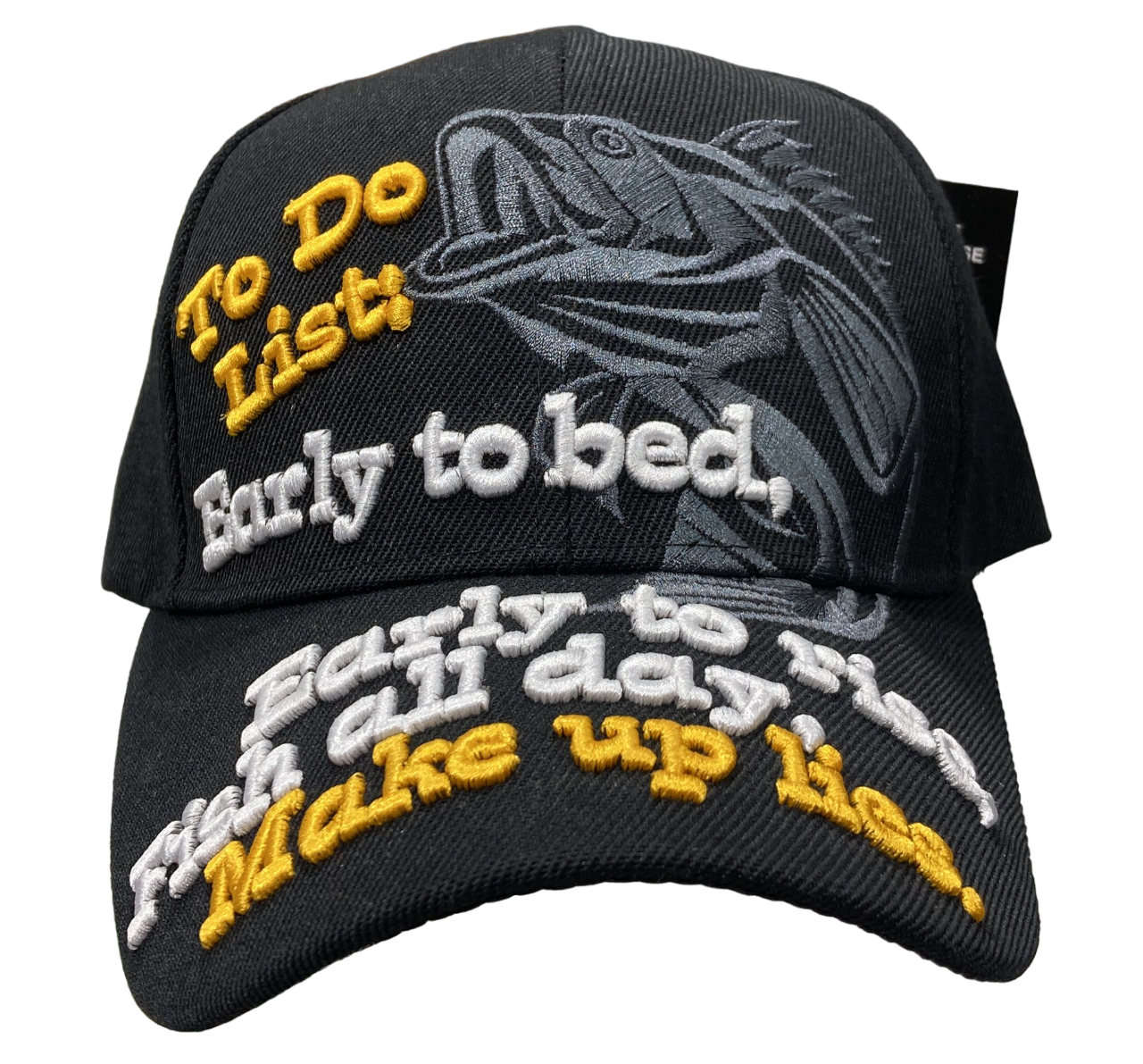 Adjustable Baseball Hat - To Do List Fish (Black) - MK Distro