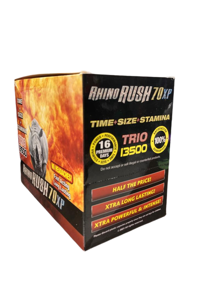 Rhino Rush 70XP Trio 13500 - Performance Enhancement Pills (15ct) - MK Distro