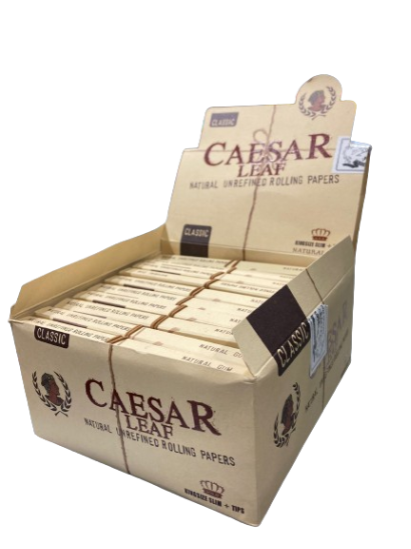 Caesar Leaf Natural Rolling Papers with Tips - King Size (24 x 32 Papers) - MK Distro