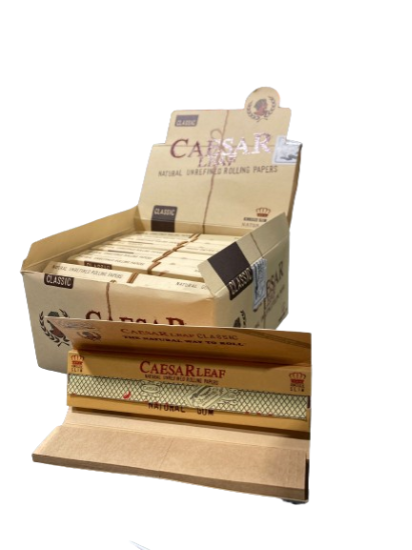 Caesar Leaf Natural Rolling Papers with Tips - King Size (24 x 32 Papers) - MK Distro