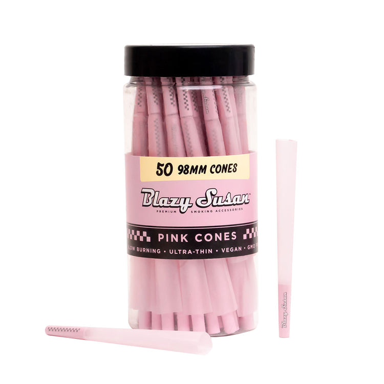 Blazy Susan Pre Rolled Cones 98mm - Pink (Jar of 50) - MK Distro