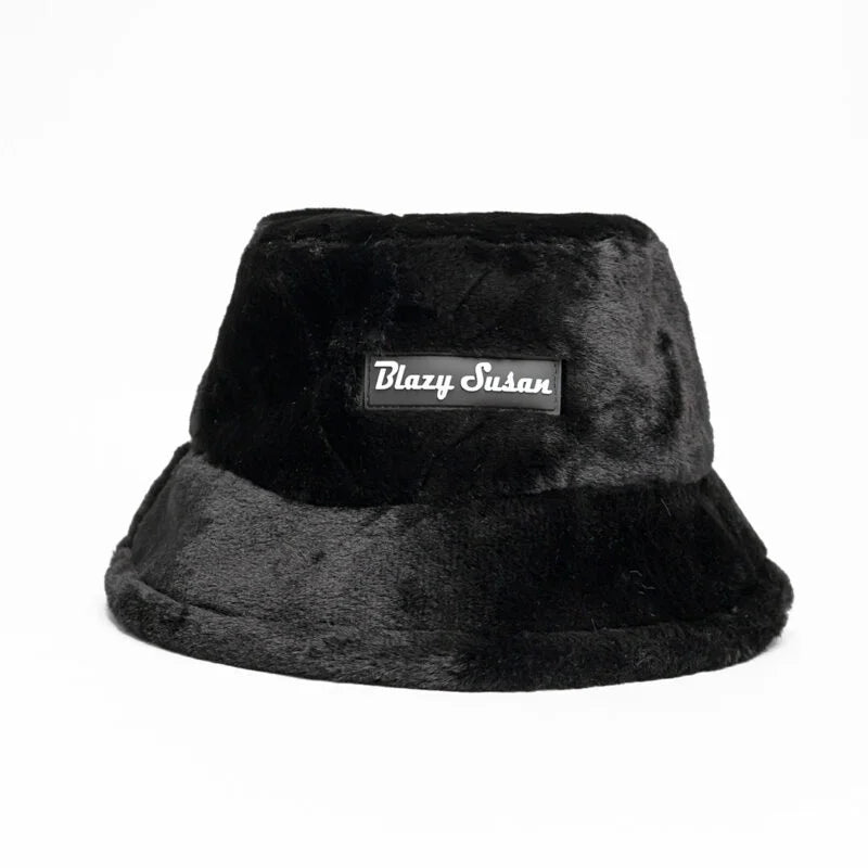 Blazy Susan Fuzzy Bucket Hat - Black - MK Distro