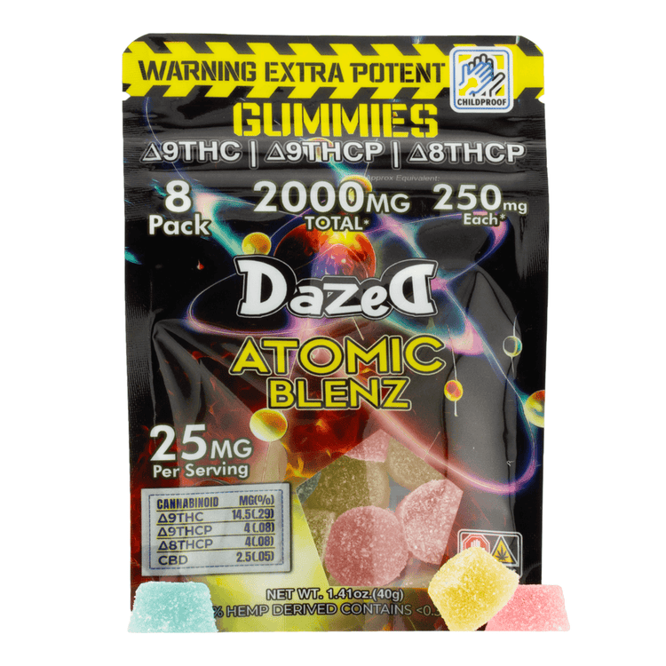 Dazed - Atomic Blendz (D9+D8+THC+TCP) - Gummies & Edibles (2000mg x 10) - MK Distro