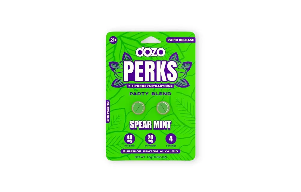 Dozo Perks - 7-Hydroxymitragynine Chewables (20mg x 2ct) - Kratom Capsules (Single)