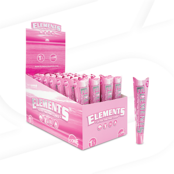 Elements - Pink 1 1/4 Size - Cones (32packs x 6cones) - MK Distro