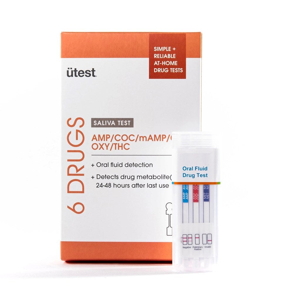 Utest - AMP/COC/MAMP/OXY/THC - Saliva Test 6 Panel (Box of 1) - MK Distro