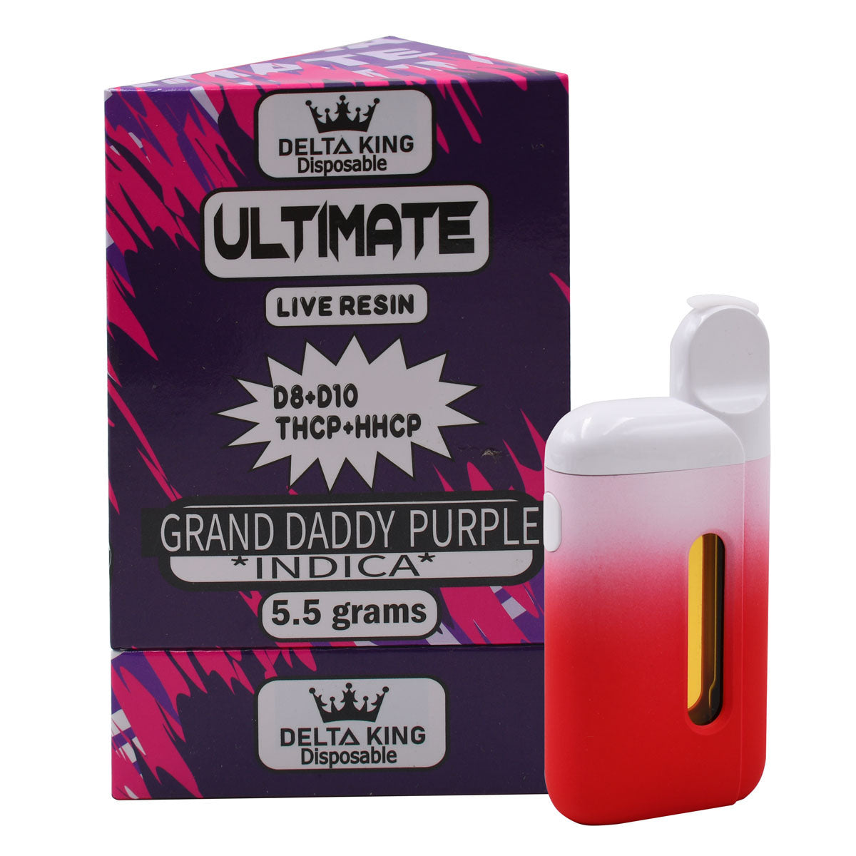 Delta King - Ultimate Live Resin (D8 + D10 + THCP + HHCP) - Hemp Disposables (5.5g x 6) - MK Distro