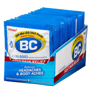 BC - Aspirin Pain Relief Powder - Medicine & First Aid (24 Packs x 6 Pouches) - MK Distro