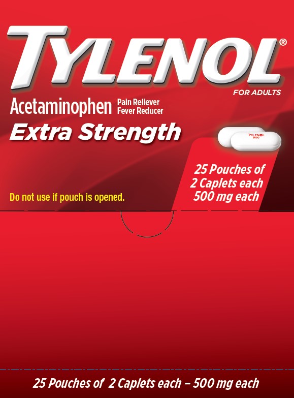 Tylenol - Acetaminophen Extra Strength 500mg - Medicine & First Aid (25 Pouches x 2 Caplets) - MK Distro