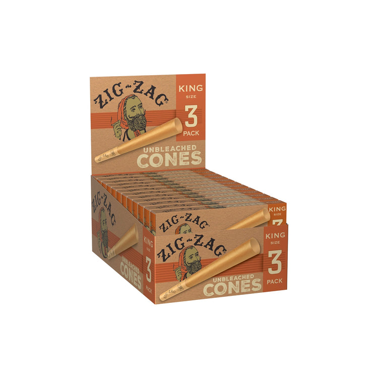 Zig Zag - King Size Unbleached - Cones (24packs x 3cones) - MK Distro