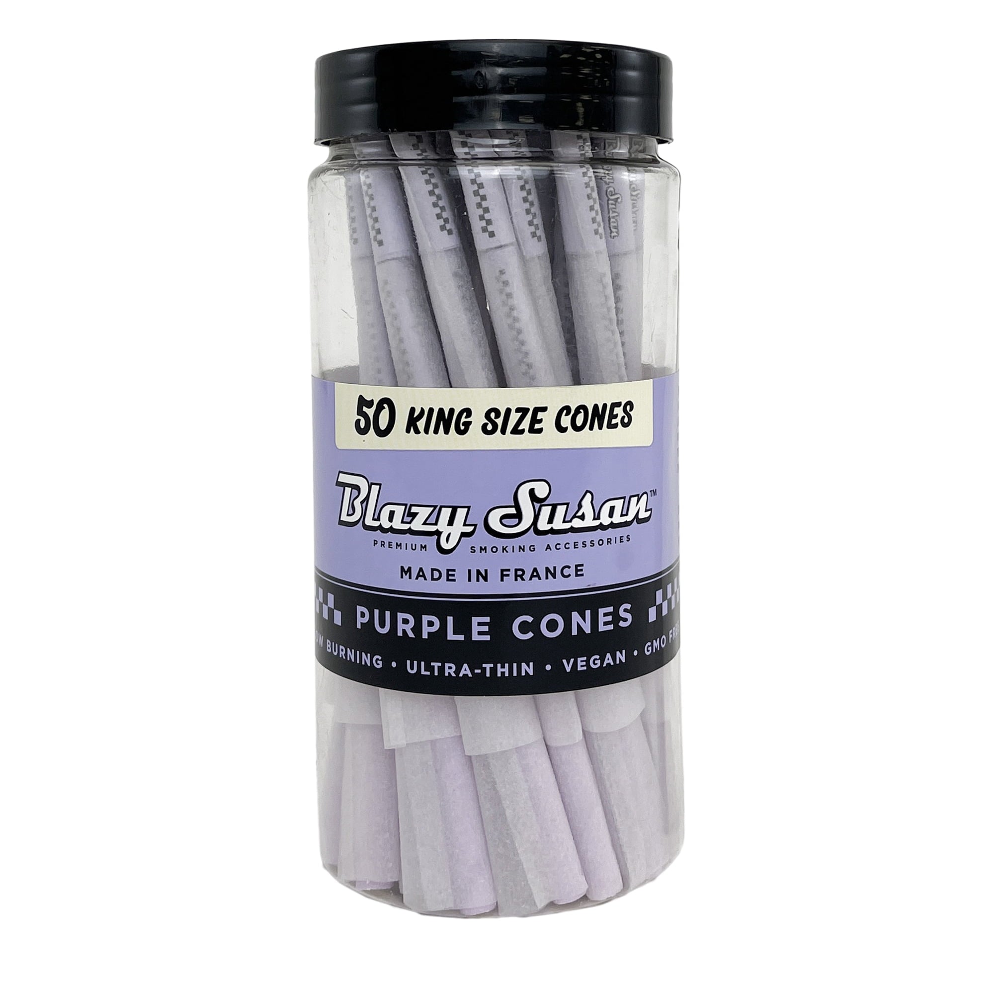Blazy Susan Pre Rolled Cones King Size - Purple (Jar of 50) - MK Distro