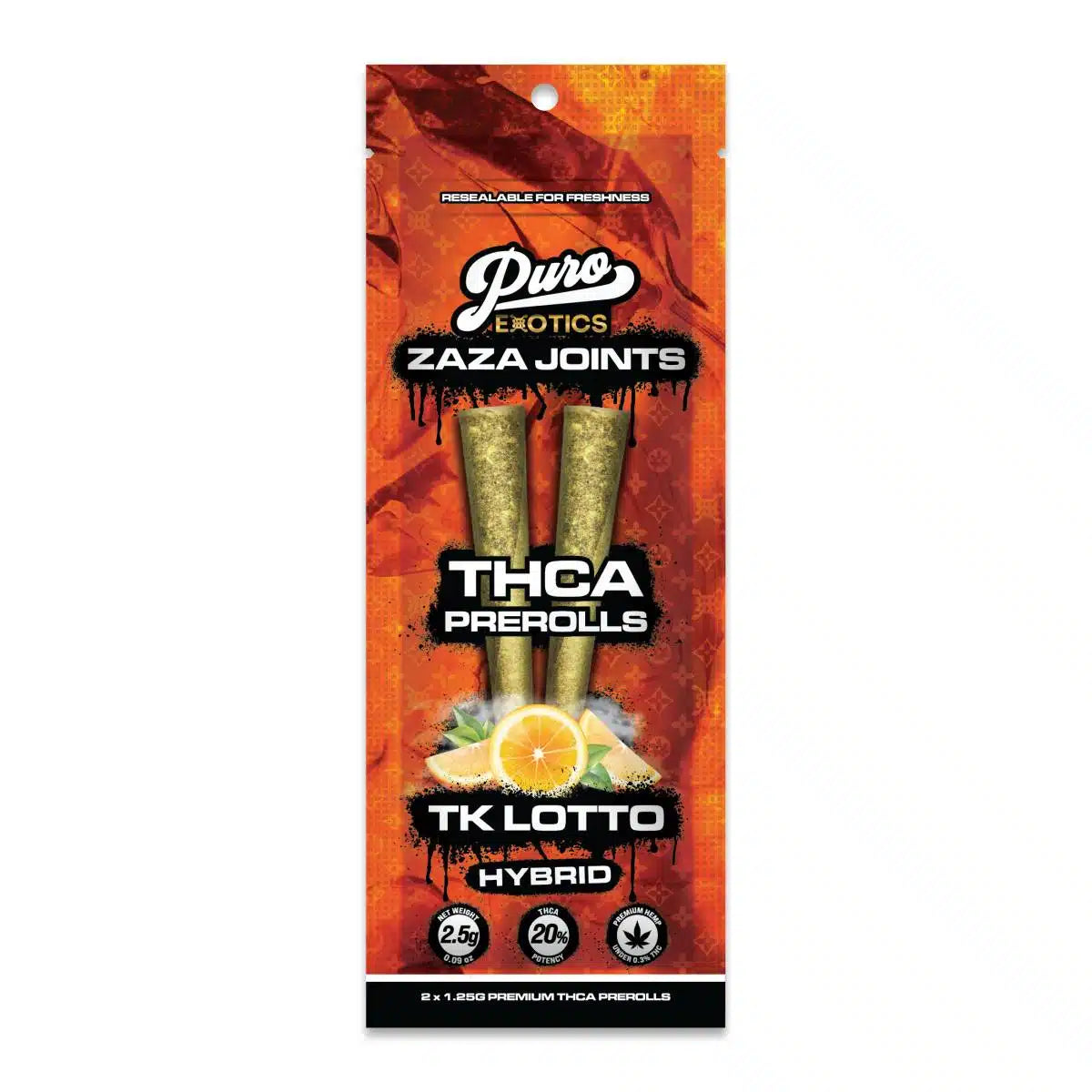 Puro Exotics - Premium THCa Zaza Joints - Hemp Pre-Rolls (2.5g x 10) - MK Distro