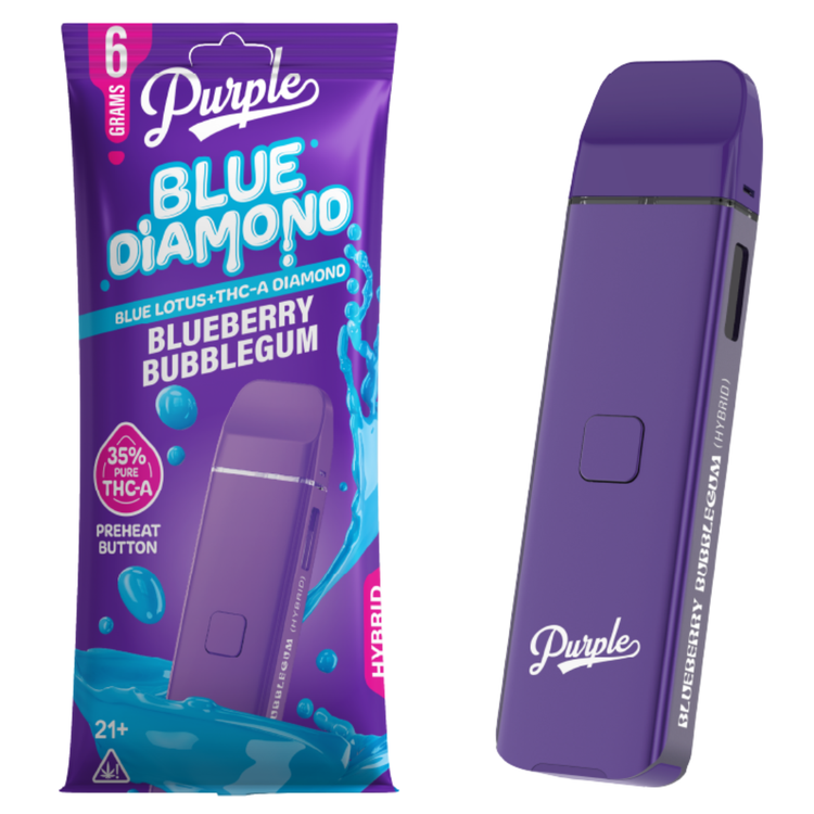 Purple - Blue Diamond (Blue Lotus + THCA Diamond) - Hemp Disposables (6g x 5) - MK Distro