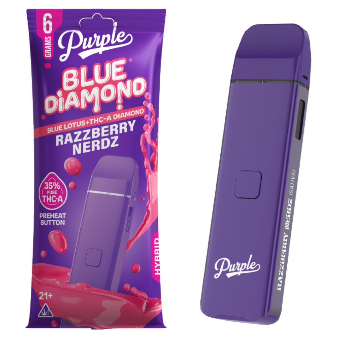 Purple - Blue Diamond (Blue Lotus + THCA Diamond) - Hemp Disposables (6g x 5) - MK Distro