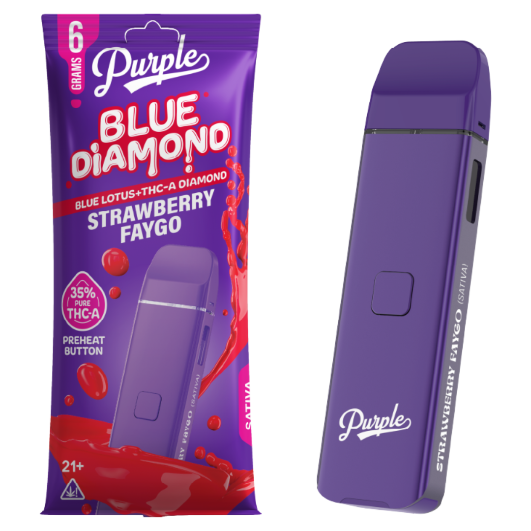 Purple - Blue Diamond (Blue Lotus + THCA Diamond) - Hemp Disposables (6g x 5) - MK Distro