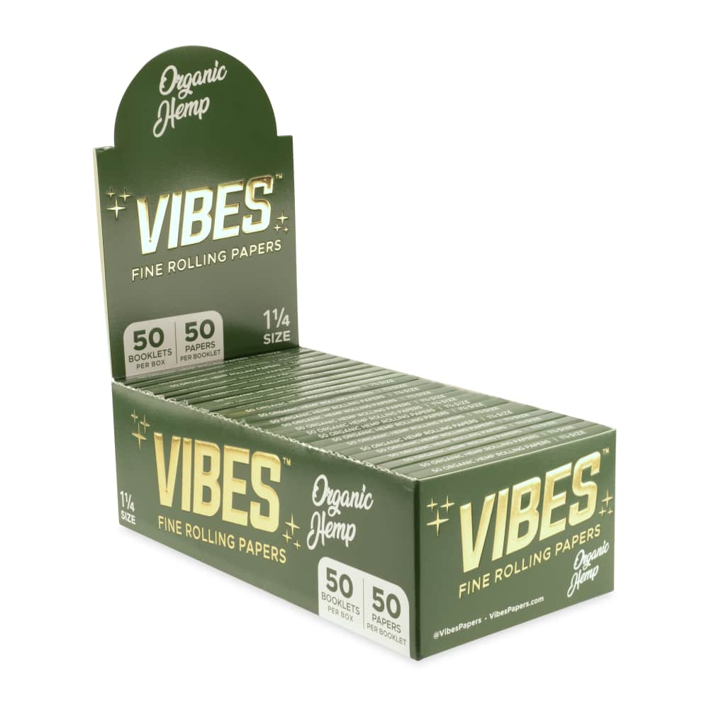 Vibes - 1 1/4 Size Organic Hemp - Rolling Papers (50 x 50 Papers)