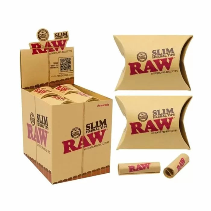 RAW - Pre-Rolled Slim Herbal Tips - Filters, Tips & Tubes (20packs x 21tips) - MK Distro