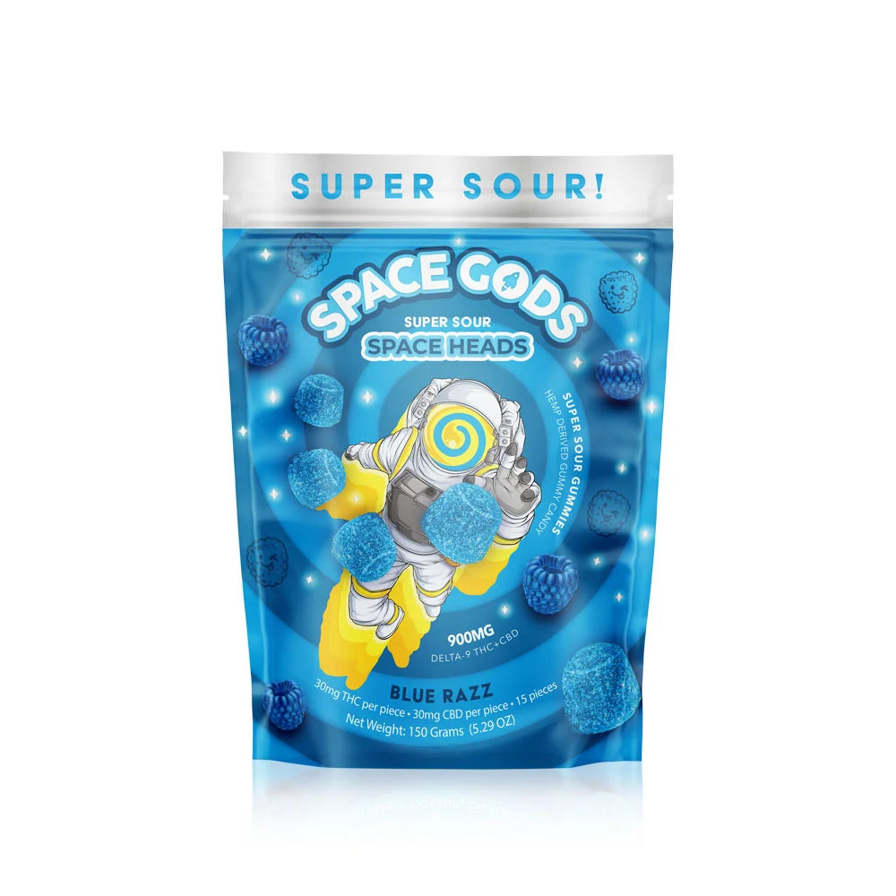 Space Gods Super Sour Space Heads (D9 THC + CBD) - Space Gummies (900mg) - MK Distro