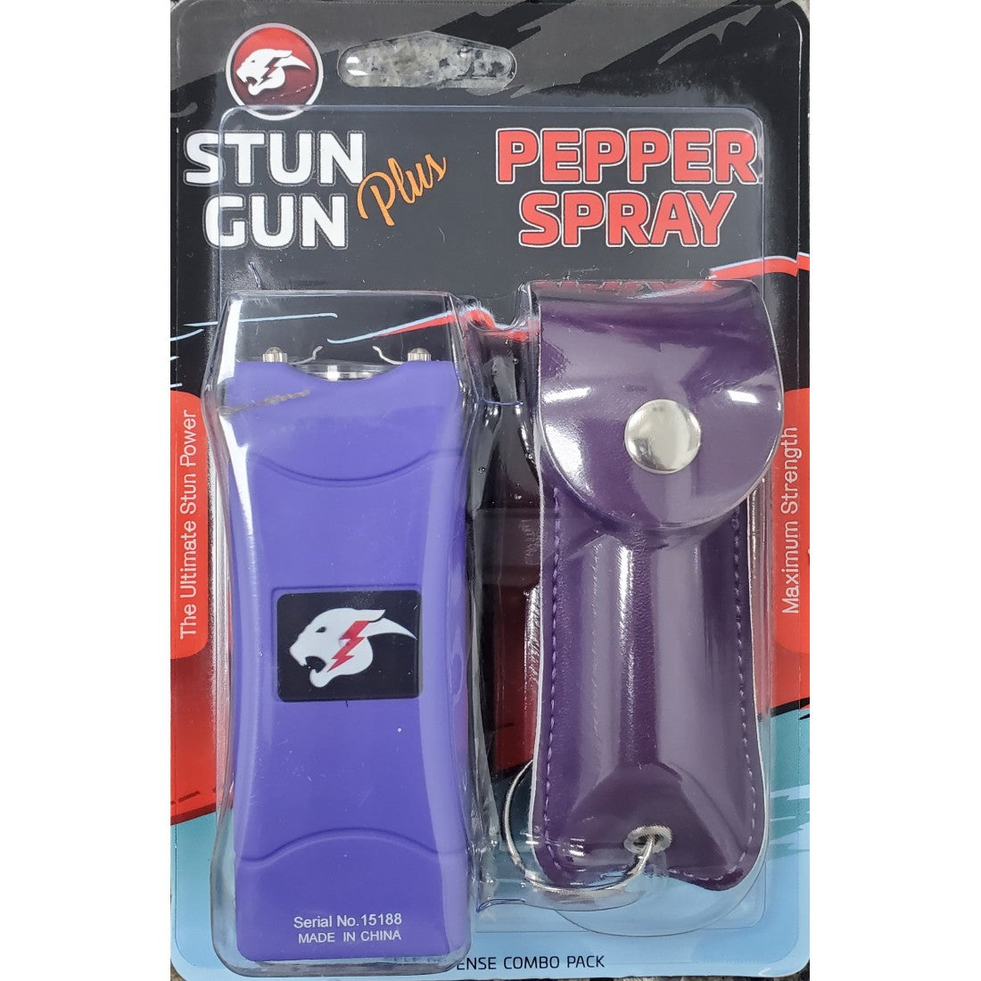 Cheetah Stun Gun & Pepper Spray COMBO Blister Pack (120/1/24*14*18/44) - MK Distro