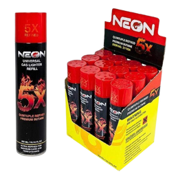 Neon 5x Premium Butane - Universal Gas Lighter Refill (12 x 300mL) - MK Distro