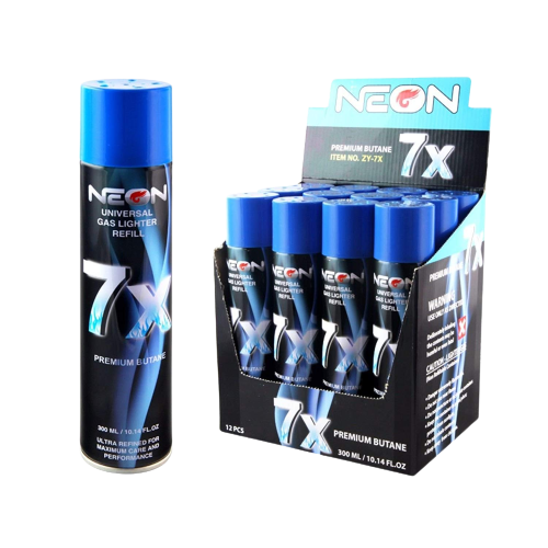 Neon 7x Premium Butane - Universal Gas Lighter Refill (12 x 300mL) - MK Distro
