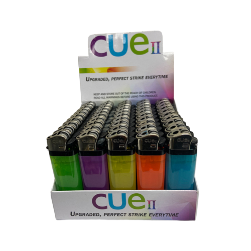 CUE II - Clear - Disposable Lighters (Box of 50) - MK Distro