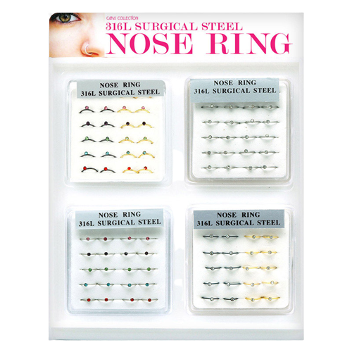 MINI DISPLAY NOSE RING SET 96PC 24PC X4 - MK Distro