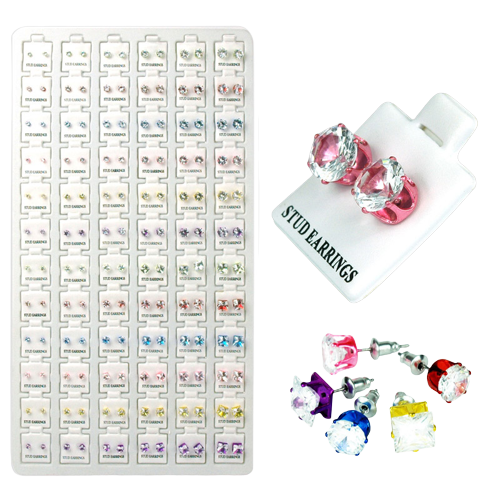 REFILL TRAY CUBIC STUD COLOR 72 PC (ROUND X 36 PAIRS, SQUARE X 36 PAIRS) - MK Distro
