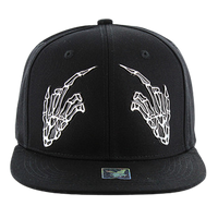 Adjustable Baseball Hat - Skeleton Middle Fingers (Solid Black) - MK Distro