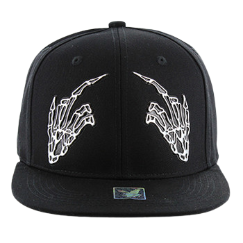 Adjustable Baseball Hat - Skeleton Middle Fingers (Solid Black) - MK Distro