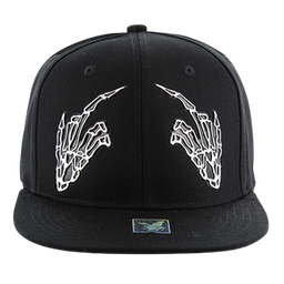 Adjustable Baseball Hat - Skeleton Middle Fingers (Solid Black) - MK Distro