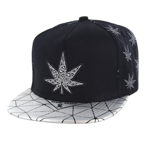 Adjustable Baseball Hat - Silver Marijuana Patch (Black/Silver) - MK Distro