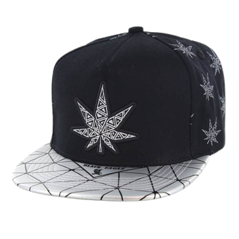 Adjustable Baseball Hat - Silver Marijuana Patch (Black/Silver) - MK Distro