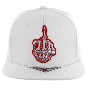 Adjustable Baseball Hat - Middle Finger (White) - MK Distro