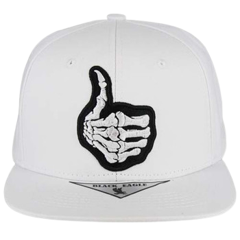 Adjustable Baseball Hat - Skeleton Thumbs Up (White) - MK Distro