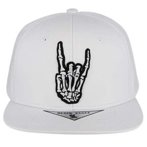 Adjustable Baseball Hat- Skeleton Rock n' Roll (White) - MK Distro