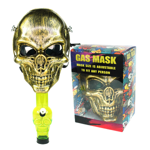 CHARACTER GAS MASK WITH PIPE,S6 GOLD SKULL 24PC IN A MASTER CASE - MK Distro