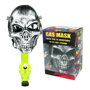 CHARACTER GAS MASK WITH PIPE,S8 SILVER SKULL 24PC IN A MASTER CASE - MK Distro