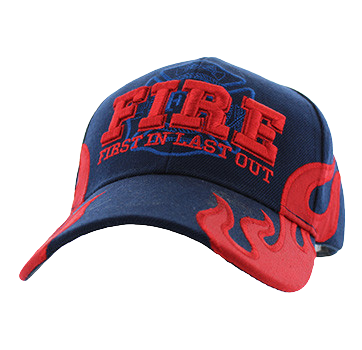 Adjustable Baseball Hat - Fire First in Last Out (Navy/Red) - MK Distro