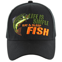 Adjustable Baseball Hat - Life is Simple Fish (Black/Camo) - MK Distro