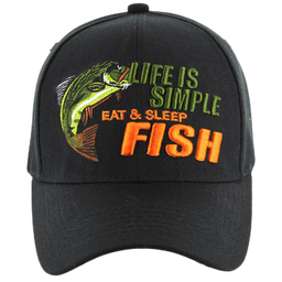 Adjustable Baseball Hat - Life is Simple Fish (Black/Camo) - MK Distro