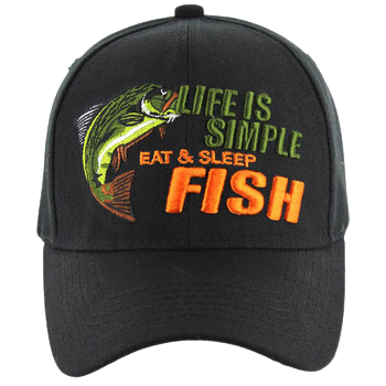 Adjustable Baseball Hat - Life is Simple Fish (Black/Camo) - MK Distro