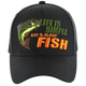 Adjustable Baseball Hat - Life is Simple Fish (Black/Camo) - MK Distro