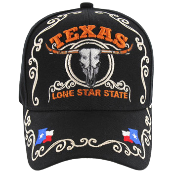Adjustable Baseball Hat - Texas Lone Star State (Solid Black) - MK Distro