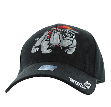 Adjustable Baseball Hat - Bull Dog (Solid Black) - MK Distro