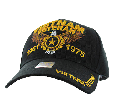 Adjustable Baseball Hat - Vietnam Veteran (Solid Black) - MK Distro