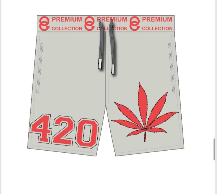 OG 420 with Weed Leaf Swat Pants Shorts Gray & Red - MK Distro