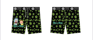 Rick and Morty with Weed Leaf Basket Ball Shorts - MK Distro