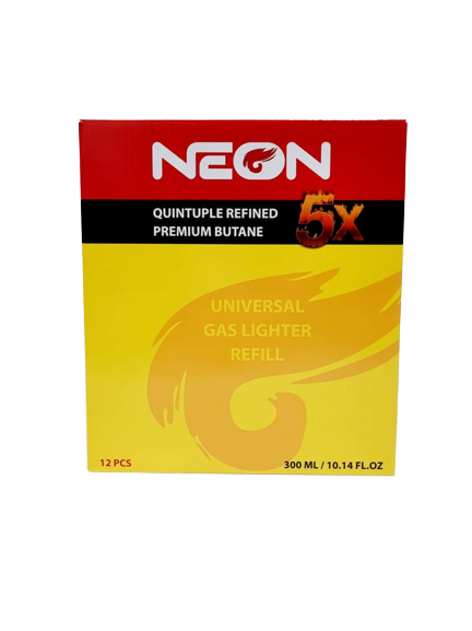 Neon 5x Premium Butane - Universal Gas Lighter Refill (12 x 300mL) - MK Distro
